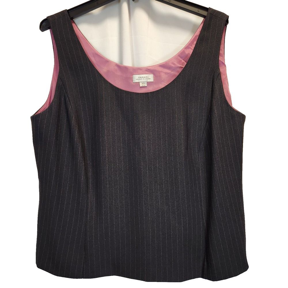 Tahari Pinstripe 3-Piece Suit‎ Set Gray Pink Professional Business Attire - Picture 9 of 16